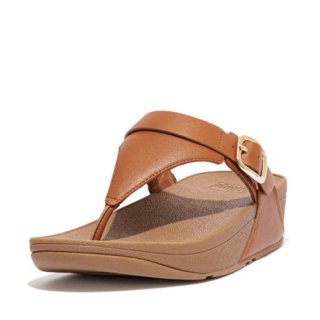 LULU ADJUSTABLE LEATHER TOE-POST SANDALS - LIGHT TAN 