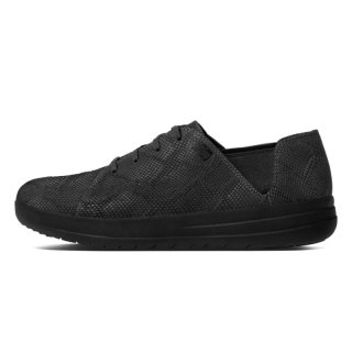 F-SPORTY TM LACEUP SNEAKER (SNAKE EMBOSSED) - Black Leather