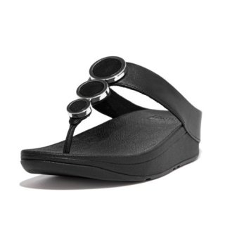 HALO LEATHER TOE-POST SANDALS - ALL BLACK