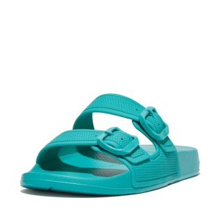 IQUSHION TWO-BAR BUCKLE SLIDES - Tahiti Blue - DROP 10