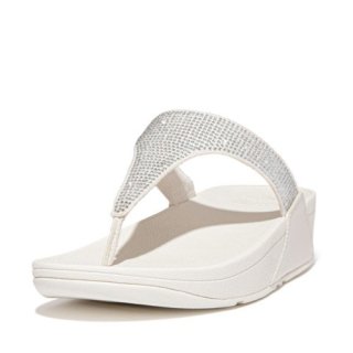 LULU CRYSTAL EMBELLISHED TOE-POST SANDALS - CREAM