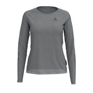 BL TOP CREW NECK L/S CONCORD - GREY MELANGE/LEAVES ON SLEEVE PRINT SS19