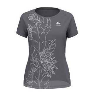 BL TOP CREW NECK S/S CONCORD - GREY MELANGE/FLOWER LEAF PRINT SS19