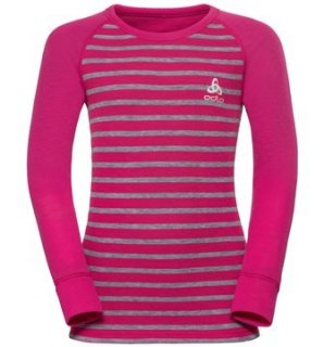 ACTIVE ORIGINALS KIDS SUW TOP CN LS - BEETROOT PURPLE/GREY MELANGE/STRIPES