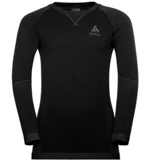 BL TOP CREW NECK L/S PERFORMANCE WARM KI - BLACK / ODLO GRAPHITE GREY
