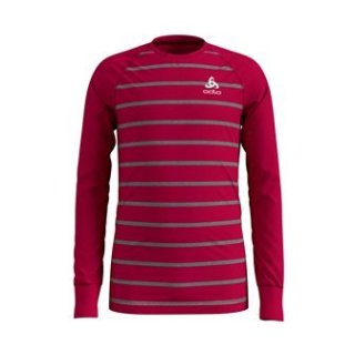 BL TOP CREW NECK L/S ACTIVE WARM KIDS - CERISE / GREY MELANGE / STRIPES