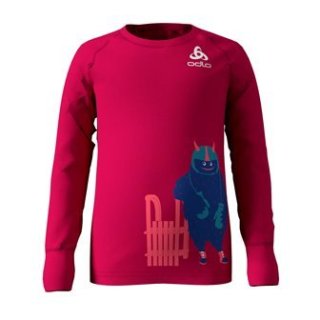 BL TOP CREW NECK L/S ACTIVE WARM TREND K - CERISE / PLACED PRINT FW19