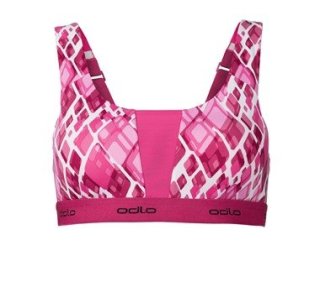 PADDED MEDIUM SPORTS BRA - BETROOT PURPLE - CHERRY TOMATO - ALLOVER PRINT