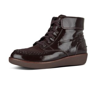 GIANINI LACE UP FAUX PONY/CRINKLE PATENT - BERRY