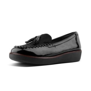 PAIGE FAUX PONY MOACCASSIN - BLACK