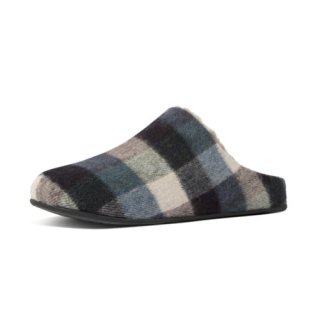 SHOVE CHECKED SLIPPERS - GREY/BLUE PALID