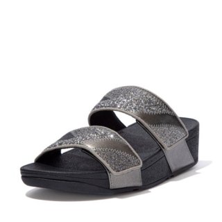 MINA OMBRE GLITTER SLIDES - PEWTER GREY