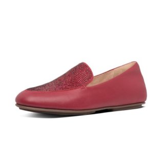 LENA CRYSTAL LOAFER - DARK RED
